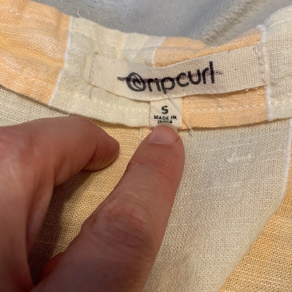 Rip curl Havana Stripes Spaghetti Strap Mini dress Button down cotton linen NWOT - Picture 4 of 7